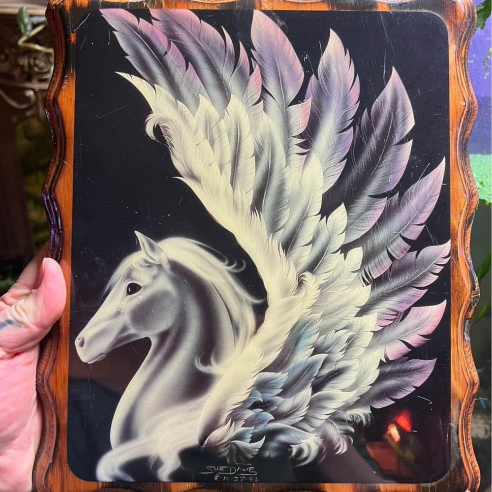 Vintage Sue Dawe Pegasus on Wood